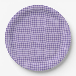 Purple Plaid Checker Seamless Pattern Paper Plate