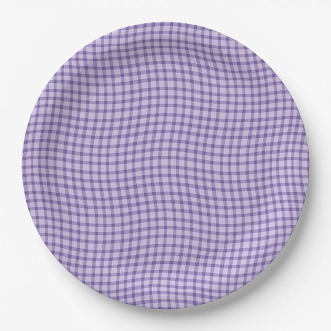 Purple Plaid Checker Seamless Pattern Paper Plate (Front)
