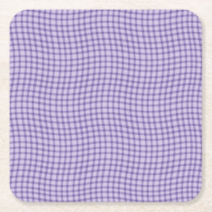 Purple Plaid Chequered Seamless Pattern Square Paper Coaster