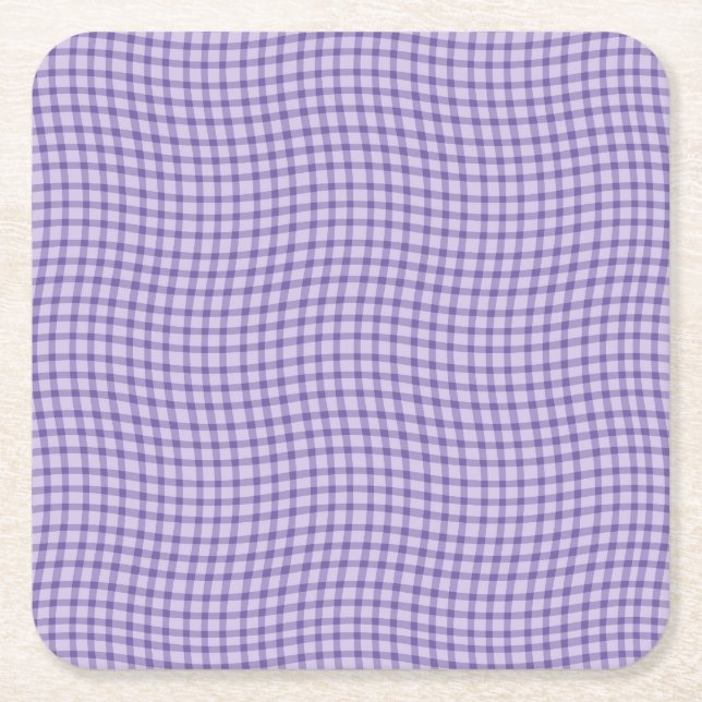Purple Plaid Chequered Seamless Pattern Square Paper Coaster (Front)