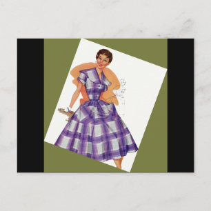Purple Plaid Dress Postcard