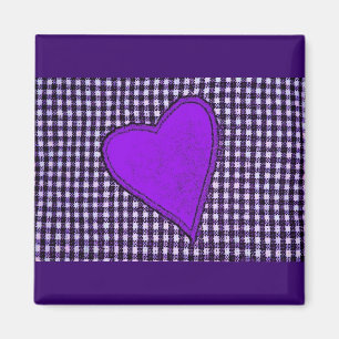 Purple Plaid Heart Magnet