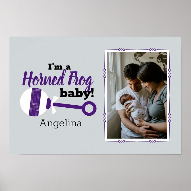 Purple Plaid Rattle Horned Frog Baby Photo Poster (Front)