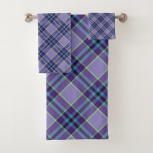 Purple Plaid Tartan 1 in shades of Lavender & Blue Bath Towel Set