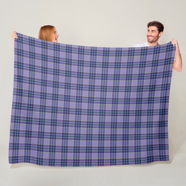 Purple Plaid Tartan 1 in shades of Lavender & Blue Fleece Blanket (In Situ)