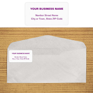Purple Plain Texts on White Business Address Label