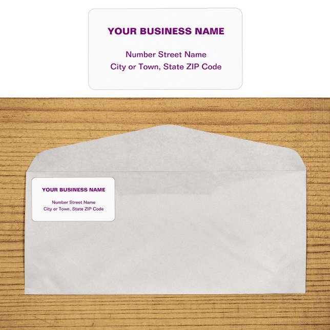 Purple Plain Texts on White Business Address Label (Business address label in purple plain text)