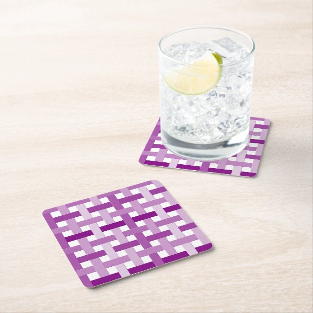Purple Plait Square Coaster  (Insitu)