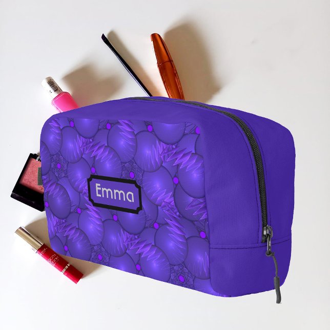 Purple planets, modern fractal pattern, custom dopp kit (Creator Uploaded)