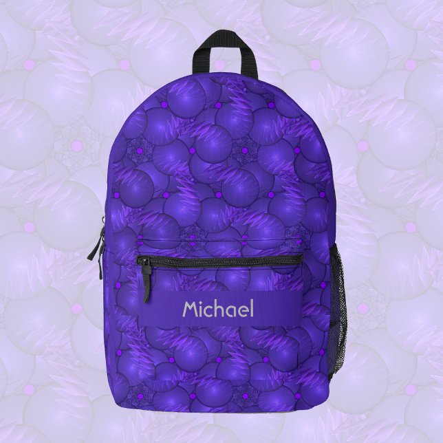 Purple planets, modern fractal pattern, custom printed backpack (Creator Uploaded)