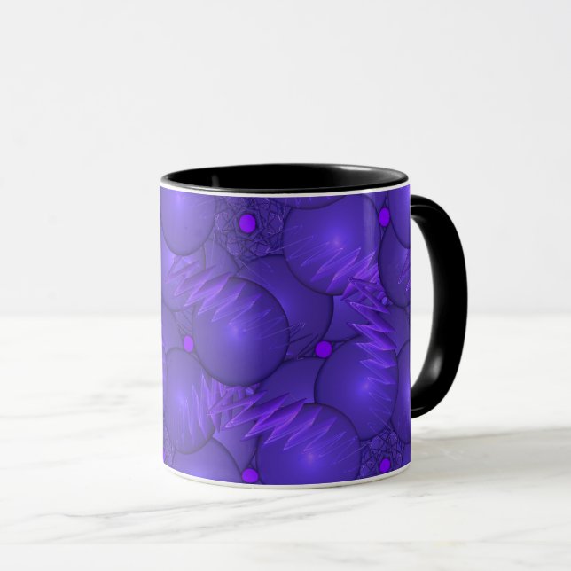Purple planets, modern fractal pattern mug (Front Right)