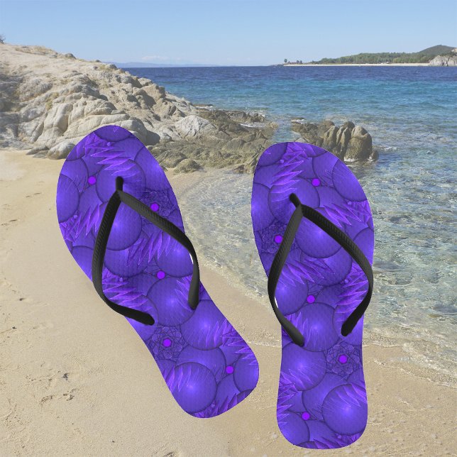 Purple planets, modern fractal pattern thongs (Creator Uploaded)