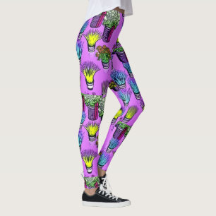 Purple plant pots grasses leggings