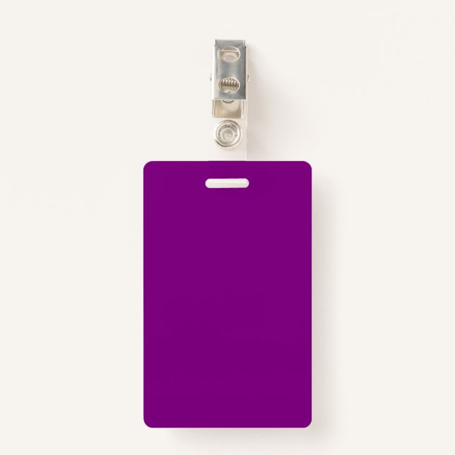 Purple Plastic Badge ID Badge (Front with Clip)