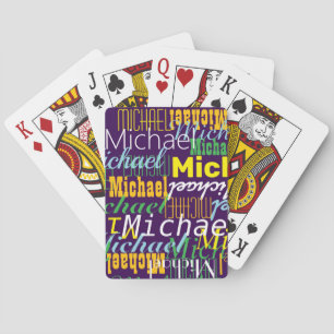 Purple Playing Cards with Colourful Names 