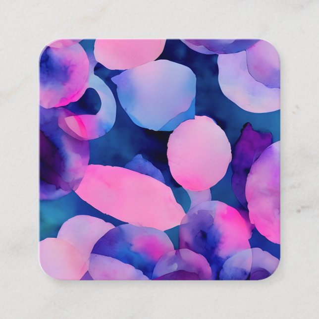 Purple Please: Abstract Violet, Blue, and Pink  Square Business Card (Front)
