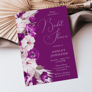 Purple Plum & Blush Floral Bridal Shower Invitation