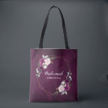 Purple Plum Blush Pink Floral Bridesmaid gift Tote<br><div class="desc">Elegant and modern floral midsummer bridesmaid gift tote features a bouquet of watercolor roses in shades of purple plum, dusty pink , sage with lush green botanical leaves and eucalyptus. Please find more matching designs and variations from my "blissweddingpaperie" store. And feel free to contact me for further customisation or...</div>