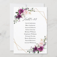 Purple Plum Blush Pink Geometric Seating Chart