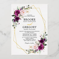 Purple plum Blush Pink Rose Boho Geometric Wedding