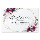Purple Plum Blush Pink Roses Bridal Shower Welcome