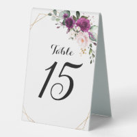 Purple Plum Blush Pink Roses Geometric Wedding