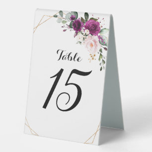 Purple Plum Blush Pink Roses Geometric Wedding