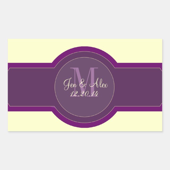 Purple Plum Cream Wedding Wine Labels (Front)