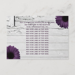 Purple Plum Gerber Daisy Wedding Information Card
