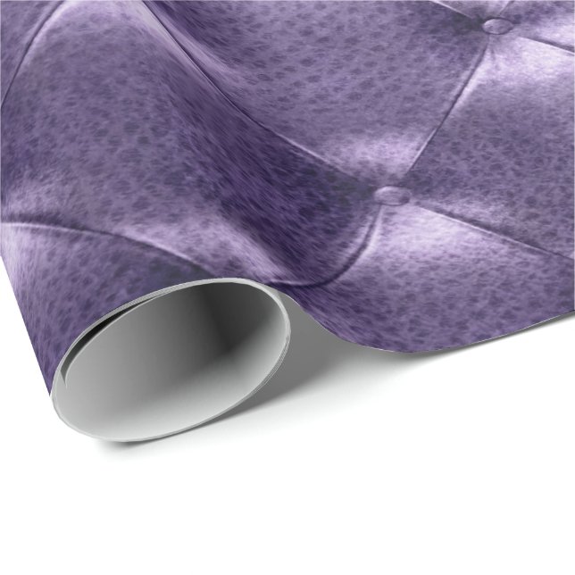 Purple Plum Glam Luxury Opulent Tufted Leather VIP Wrapping Paper (Roll Corner)