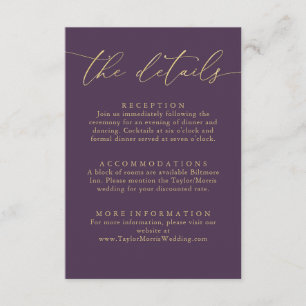 Purple Plum Gold Foil Minimalist Enclosure Card