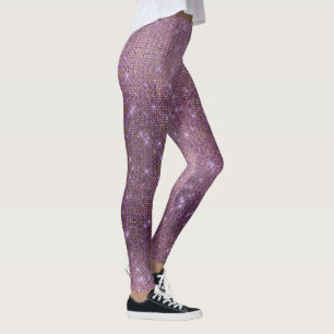 Purple Plum Gold Metallic Diamond Sparkly Leggings
