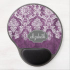 Purple Plum Grunge Damask Pattern with Name