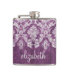 Purple Plum Grunge Damask Pattern with Name