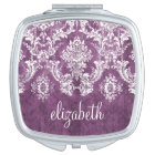 Purple Plum Grunge Damask Pattern with Name