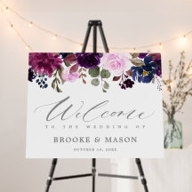 Purple Plum Lavender Floral Rustic Wedding Welcome