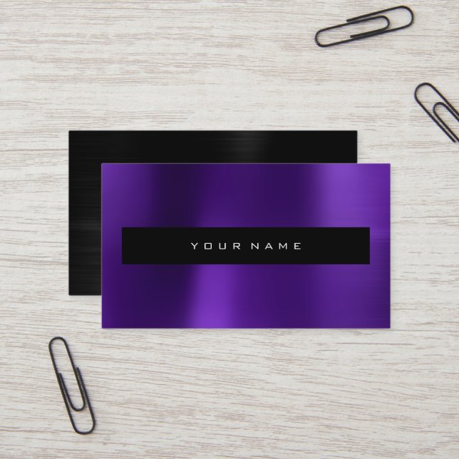 Purple Plum Metallic Black Fashion Stylist Business Card (Front/Back In Situ)