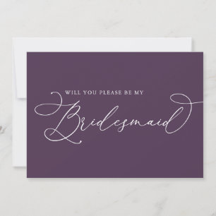 Purple Plum Minimalist Bridesmaid Proposal Card