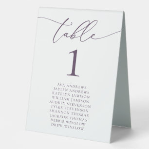 Purple Plum Minimalist Wedding Table Number