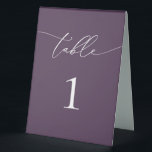 Purple Plum Minimalist Wedding Table Number<br><div class="desc">Beautiful purple-plum,  elegant,  modern and minimalist,  table number card. Fully customisable. **PLEASE NOTE: To order,  simply adjust your table number and add each number to your cart separately. Then check out once you are finished.</div>