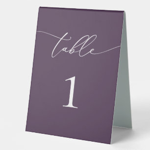 Purple Plum Minimalist Wedding Table Number