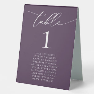 Purple Plum Minimalist Wedding Table Number Table