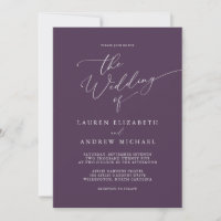 Purple Plum Modern Minimalist Wedding Invitation