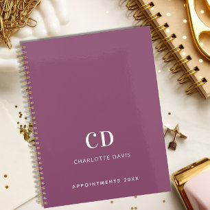 Purple plum monogram initials planner