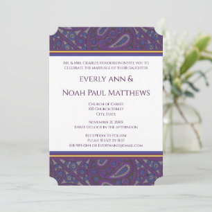 Purple Plum Paisley Wedding Invitation