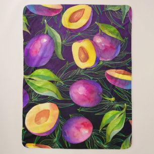 Purple Plum Pattern Sherpa Blanket