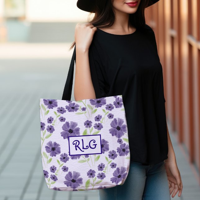 Purple Plum Watercolor Flowers Tote Bag (Purple Plum Watercolor Flowers Tote Bag)