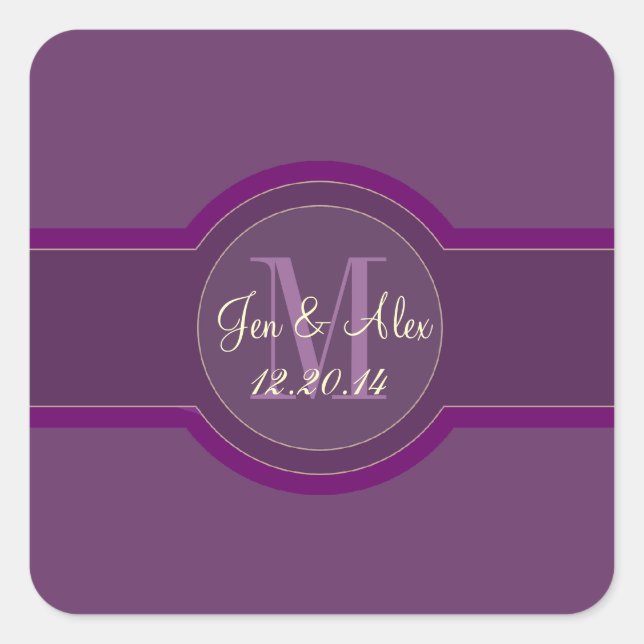 Purple Plum Wedding Favour Stickers Heart Shaped (Front)