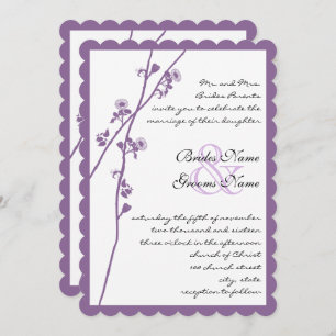 Purple Plum Wild Flower Branch Wedding Invites