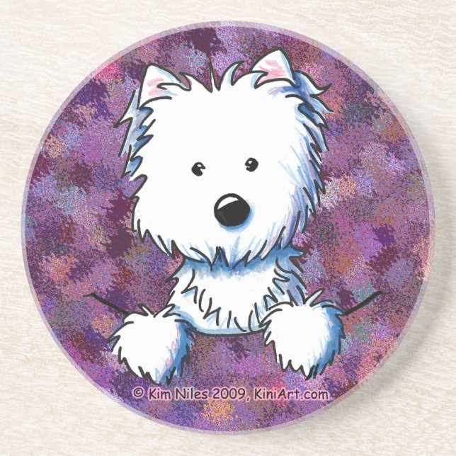 Purple Pocket Westie Coaster (Front)